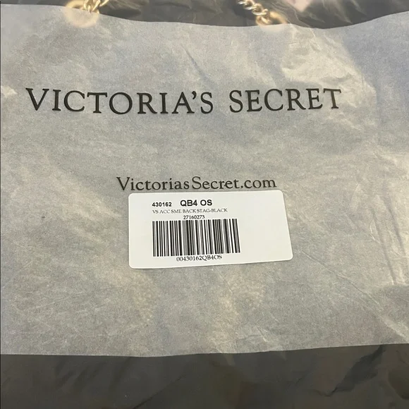 VS FASHION SHOW 2025 BACKSTAGE DOUBLE HANDLE TOTE BLACK/GOLD RHINESTONES LOGO - Picture 5 of 5
